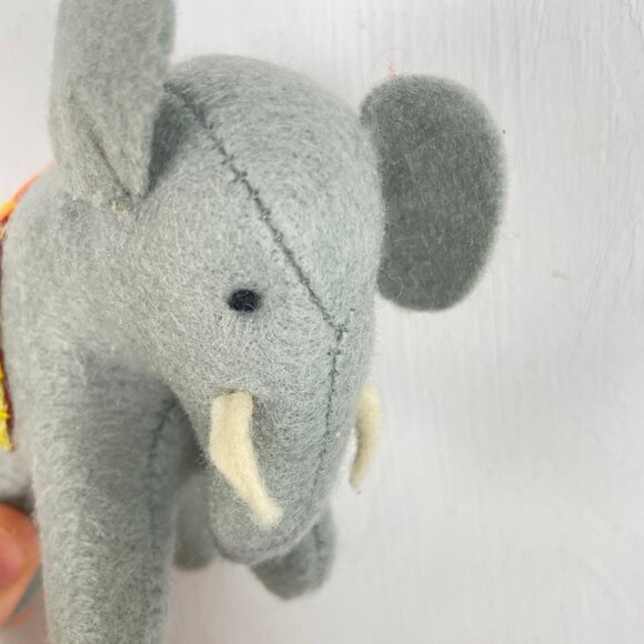 Christmas Ornament Elephant Gray Soft Stuffed NWT Colorful Trim Pier 1 Circus - Picture 2 of 3
